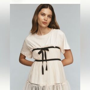 Anthropologie Cream and Black Short Sleeve Tee